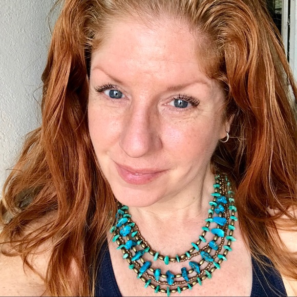 Handmade Artisan Boho Turquoise Choker Necklace - Picture 5 of 7